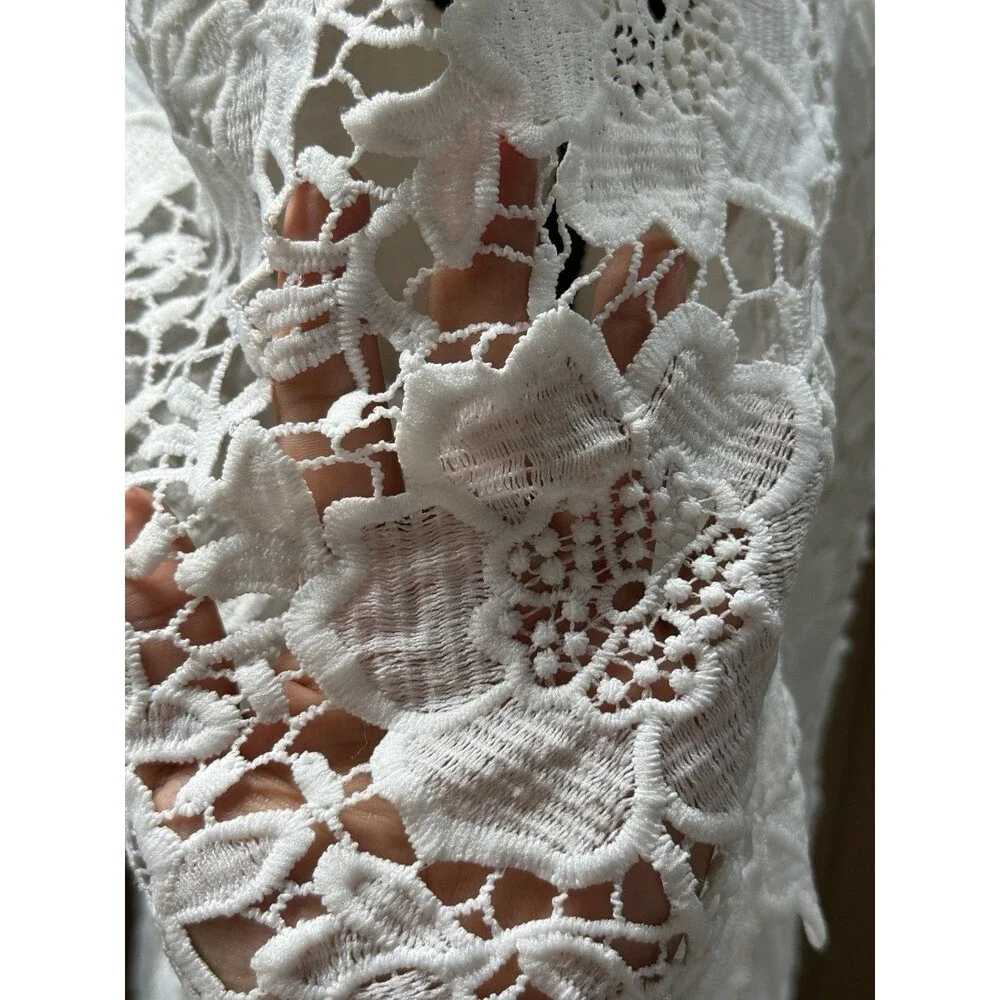 JJ's House Adelita White Lace Midi Dress Size L #312108 - Picture 6 of 16